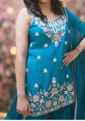 Elegant Teal Embroidered Ethnic Suit Set